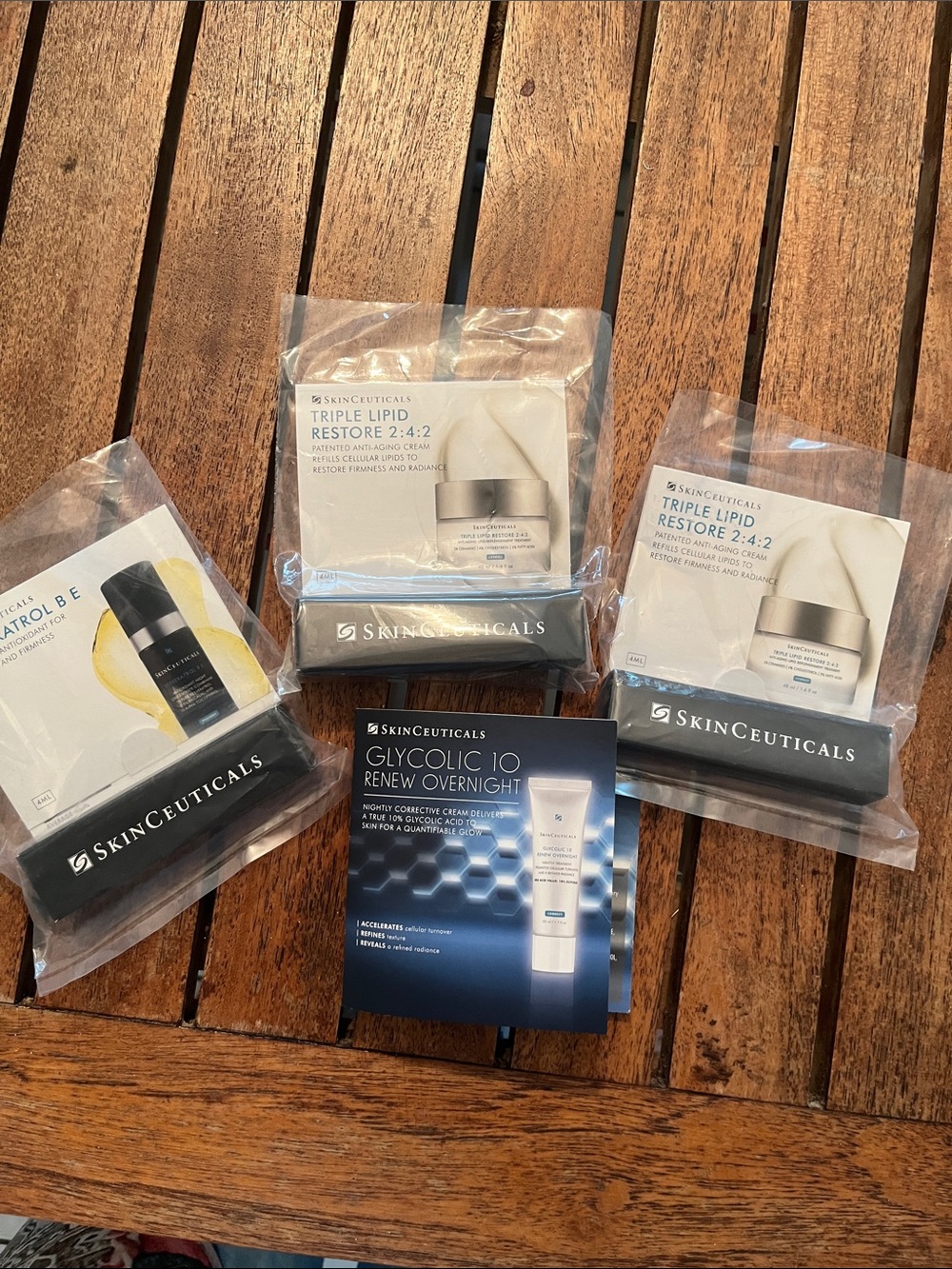 SkinCeuticals Samples Resveratrol B E Serum , triple lipid restore, Glycolic 10